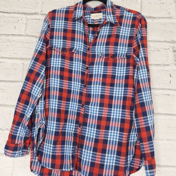 Ralph Lauren Denim & Supply Women Red Blue Plaid Button-Up Shirt Medium Cotton - Picture 3 of 11